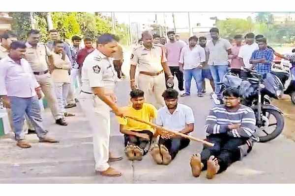 Tenali police arrested rowdy sheeters on the road, in a third degree act,